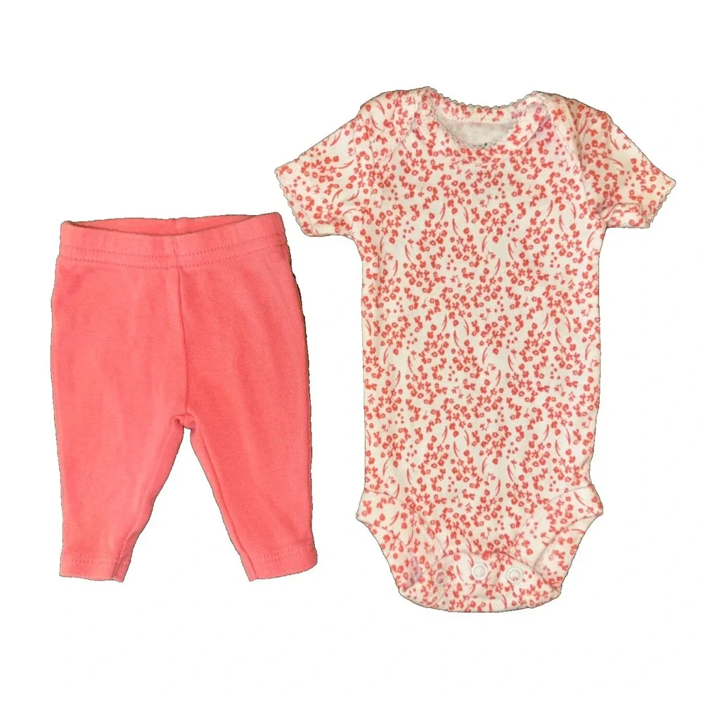 Carters Baby Girl Preemie 2 PC Outfit Bodysuit Pants Clothes Floral‎ Reborn Doll